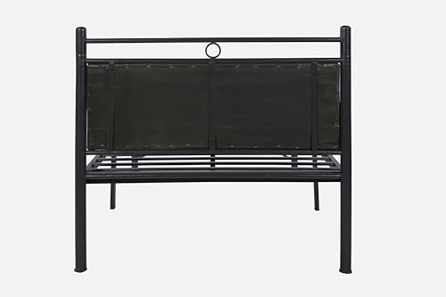 Image of Zuno Metal Single Size Bed Without Storage | Wrought Iron Cot with Headboard & Footboard| Sturdy Powder Coated Platform Bed Single Size Cot for Bedroom, Living Room, (Zuno Black)