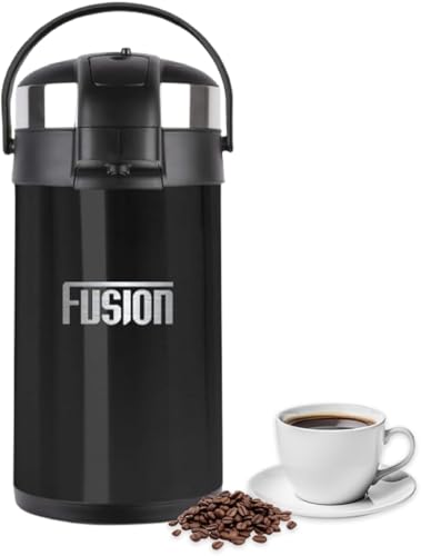 Fusion Food Airpot Flask – 5L Double Wall Insulated Thermal Coffee Carafe with Pump Action & 360° Rotating Base – Stainless Steel Hot Water Dispenser for Tea, Coffee & Cold Drinks