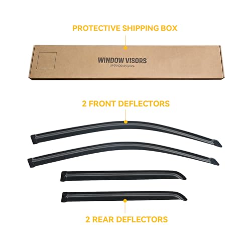 Image of Window Visors for Toyota 4Runner 2003-2009, Rain Guards Shields Vent Deflector Shade Dark Smoke 2003 2004 2005 2006 2007 2008 03 04 05 06 07 08 09, Tape-On, 4PCS