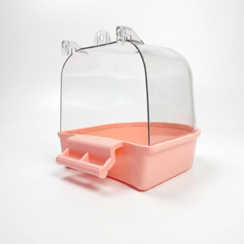 Yunhgft Wellensittich Badewanne & Dusche für Käfige, hängend, transparent Bad Käfig Zubehör für Kanarienvögel, Rosa, Rosa