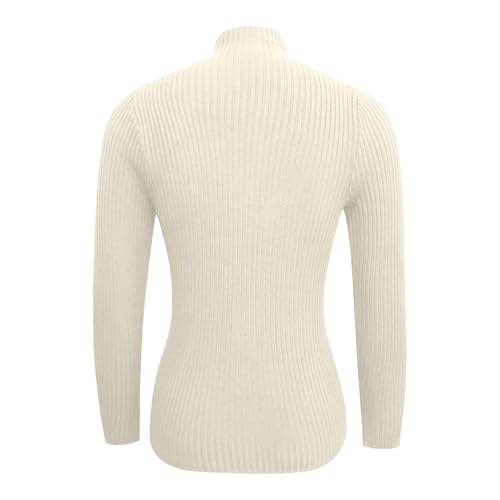 Womens Sweater Mock Neck Fitted Long Sleeve Ribbed Knit Pullover Tops - image 4
