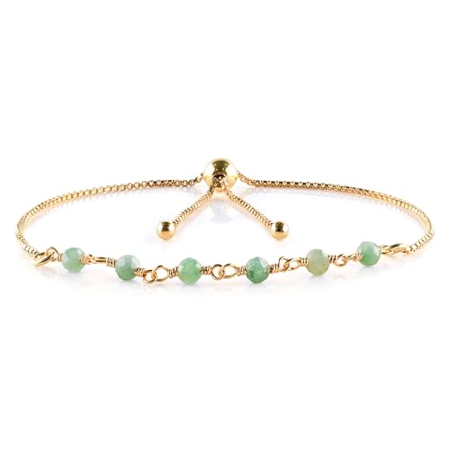 InfinityGemsArt Emerald Rosary Bar Bracelets For Women May Birthstone Jewelry