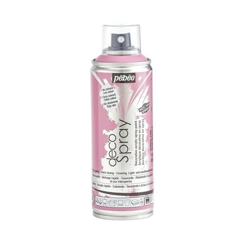 Pébéo - Peinture Acrylique en Spray - Pour la Décoration Multi Supports en Intérieur et Extérieur - Base Eau, Faible Odeur - 200 ml - Finition Mate - Coloris Rose Bengale