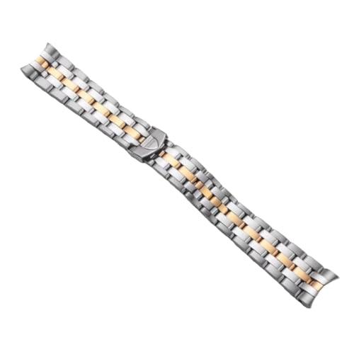 Bracelet montre acier bicolore maillons massifs design incurvé chic pour Tudor Glamour 20mm