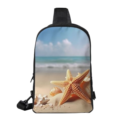Summer Starfish Seashell Printed Chest Bag Dual Pocket Diagonally Chest Messenger Bag2