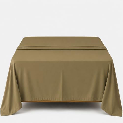 Amay 100% Egyptian Cotton Flat Sheet Only RV Short Queen, 500 Thread Count Cooling Bed Sheet, Soft Sateen Weave Hotel Luxury Bedding, Breathable Top Sheet - Taupe