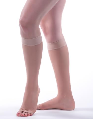 Allegro 20-30mmHg Essential 19 Sheer Support Open Toe Compression Sock - Unisex, Open Toe, Knee High Support Stockings - Image 2