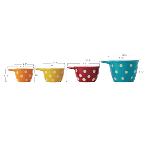 Creative Co-Op Ceramic Measuring Cup, Set of 4, Multi-Colored