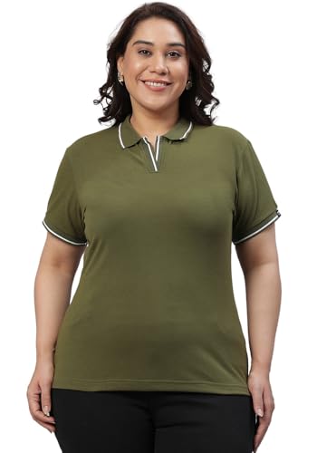 Image of Wear Your Opinion Women's Plus Size Tipped Collar Neck Polo Tshirt