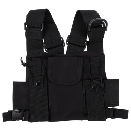 Sacoche radio bidirectionnelle en nylon 600D noir YARNOW avec harnais de poitrine réglable