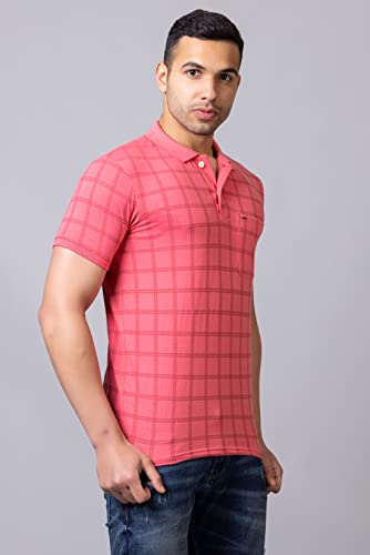 Image of PRORIDERS Half Sleeve 100% Pure Cotton Fabric Collared Regular Fit Men's Polo Checkered Tshirt with Pocket for Casual wear