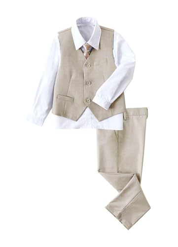 Image of YuanLu Boys Suit Dress Clothes Ring Bearer Outfit Homecoming Dresses Boy Vest and Pants Set for Kids Wedding Tuxedo Suits