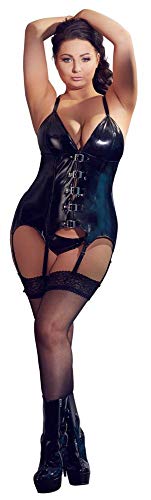 Lingerie Vinyle Noir 2XL : Basque Bustier Sexy Grande Taille