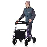 Goplus Rollator Walkers for Seniors with Seat, Foldable Rolling Walker with 9.5” All Terrain Pneumatic Wheel, Supports up to 300 lbs, Heavy Duty Bariatric Rollator Walker for Adult