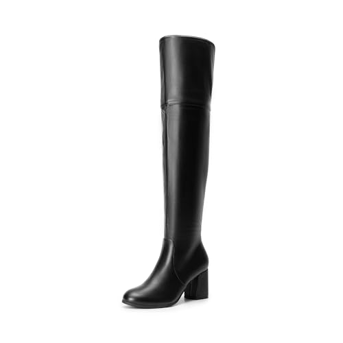 DREAM PAIRS Women's Thigh High Block Heel Over The Knee Boots 5 Black-pu