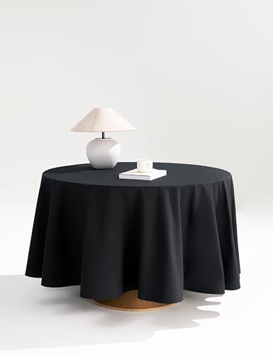Sheenfon 100% Polyester Tablecloth – Durable & Easy-Care Table Covers for Catering, Restaurants & Events, Set of 2 (Black, 71 Inch, Round)