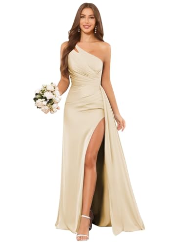 HYY One Shoulder Satin Bridesmaid Dress