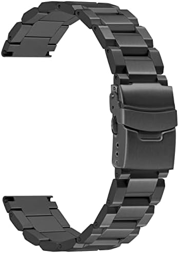 Kai Tian Stainless Steel Watch Band Classic Watch Strap 22mm with Foldable Buckle Clasp Solid Metal Watch Band Wrist Band - Black