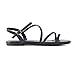 YANWENFANG Women Flat Sandals Strappy Black Size 8 Dressy Summer Cute Walking Comfort Leather Beach Ladies Vacation Boho Fashion Slides