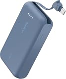 【Amazon.co.jp限定】 Belkin モバイルバッテリー(10000mAh 20W USB-Cケーブル内蔵)3C対応 CCC 最大20W PD高速充電対応 PPS対応 iPhone 17,16～12対応&Androidスマホ対応 2台同時充電 PSE認証 軽量&コンパクト 機内持ち込み可能 ブルー BPB021fqBL-A ※Amazon.co.jp限定 壁紙ダウンロード付き