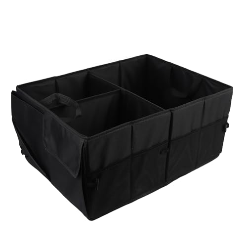 Vvikizy Organizador de Maletero de Coche Plegable de Gran Capacidad para SUV Camión Organizador de Maletero de Comestibles de Tela Oxford Plegable para Viajes por Carretera Negro (68L, sin tapa)
