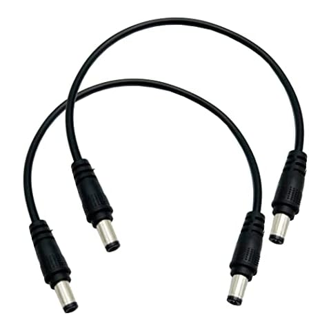 MMNNE 2Pack 10inch DC 5.5mm x 2.1mm Male to Male Plug Power Adapter Cable for LED, CCTV, Car, Monitors (Straight to Straight) Cover