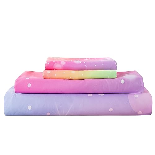 Adasmile A & S KIDS BED SHEETS Rainbow Fitted Sheet For Girls 4 Pieces Rainbow Sheets Full For Kids Tie Dye Pastel Glitter Rainbow Bed Sheet thumb #5