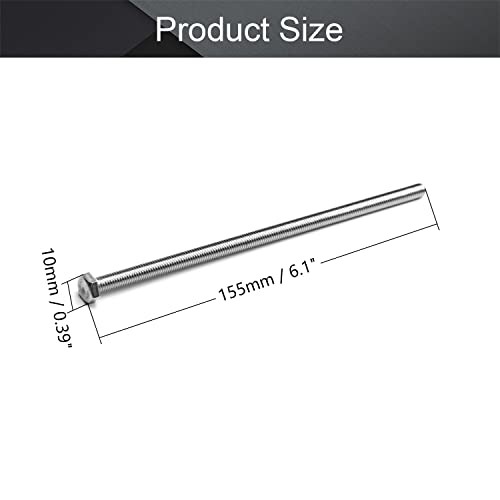Image of MroMax 4Pcs M6 x 150mm Hex Head Screws Bolts, 304 Stainless Steel 18-8, Fully Threaded, External Hex Drive, for Mounting Chair, Handles, Rail, Pump, Wheels, Antenna Parts, Boat and Plastic Bumpers | 304 Stainless Steel, Fully Threaded, External Hex Drive, 6 In Extra Long Bolts for Heavy-Duty Bracket and Outdoor Structure