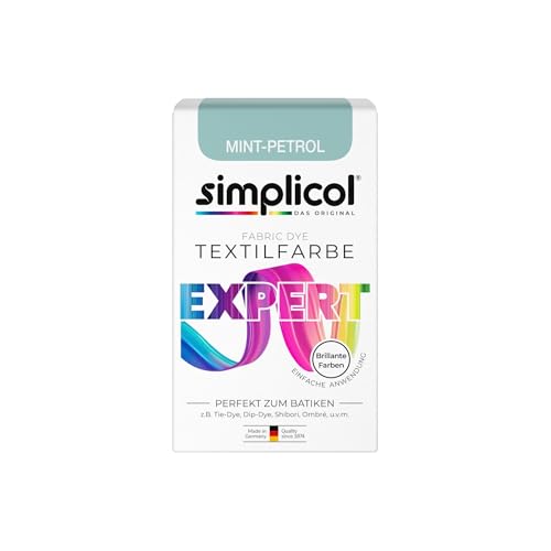 simplicol Textilfarbe expert Mint-Petrol | Perfekt zum Batiken und für kreative DIY-Projekte | Einfache Anwendung | Farbpulver | 150 g