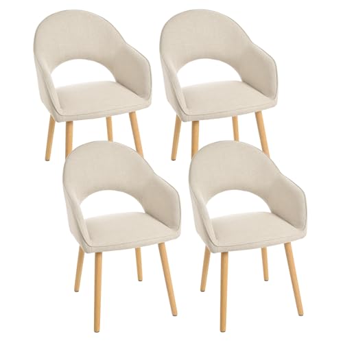 Goeurvant Esszimmerstühle Beige Holzbeine mit Armlehne 4er Set Polsterstuhl Armlehnenstuhl Küchenstühle Stühle Esszimmer aus Polyester Wohnzimmerstuhl für Esszimmer Küche Goeurvant Esszimmerstühle Beige Holzbeine mit Armlehne 4er Set Polsterstuhl Armlehnenstuhl Küchenstühle Stühle Esszimmer aus Polyester Wohnzimmerstuhl für Esszimmer Küche