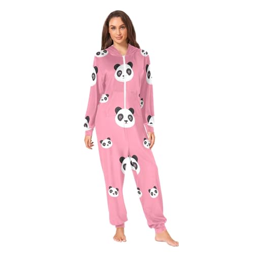 Pijama de panda rosa para adultos ideal para tardes de películas en casa