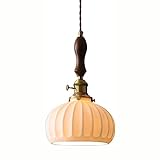 Lustre japonais rétro en céramique bronze noyer à tête unique, lampe suspendue pour restaurant, bar, chevet, décoration, lampe suspendue au plafond, luminaire réglable d'intérieur E26