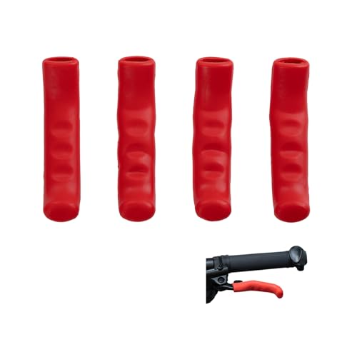 JAKOUE 2Pairs Bicycle Brake Grip Protector Cover,Silicone Sleeve Universal Brake Lever Grip,Protection Handle Cover for Road and Mountain Bikes,Cycling, Red
