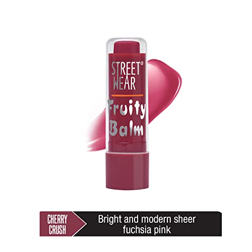 Image of STREET WEAR Fruity Balm -Cherry Crush (Red /Maroon) - 4.2 gms -Healthy hydration for Dry and Chapped lips, Daily Skincare, Non-greasy, ,Sheer Tint Lip Balm, Enriched wth Antioxidants and Vitamin E, Lip balm with SPF 15