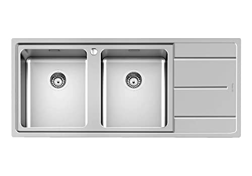 Foster Lavello Cucina 2 Vasche Argento 1160X500 Mm Acciaio Inossidabile Sottopiano