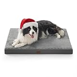 BEDSURE waschbares Hundebett für Grosse Hunde - 104x69x8.5cm Komfort Hundekissen mit Rutschfester Basis und abnehmbarem waschbarem Bezug, Eierkarton-Schaumstoff Hundematte, Grau