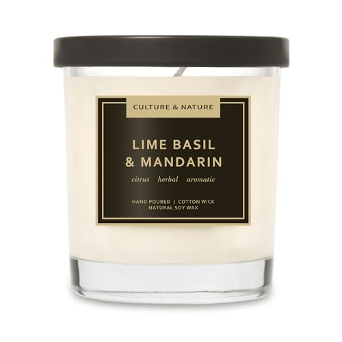 CULTURE & NATURE Natural Soy Wax Candle 7oz Lime Basil & Mandarin Scented