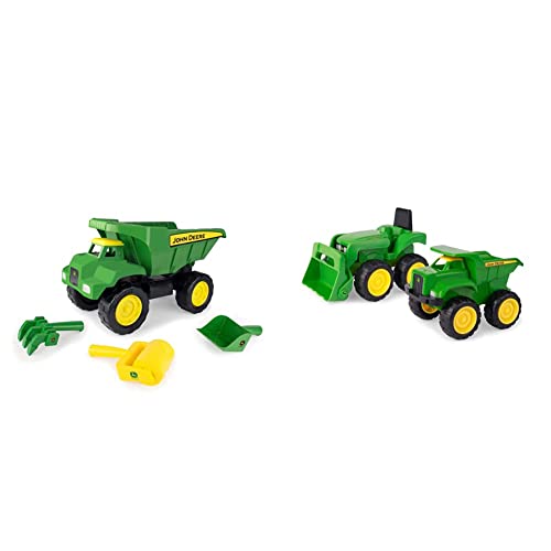 John Deere Big Scoop Dump Truck Toy With Sandbox Tools — 15 X 8.25 X 9.25 Inches —Green & Vehicle Set - Includes Dump Truck Toy And Tractor Toy With Loader - Ages 18 Months And Up - 6 Inch - 2 Count #TOP5
