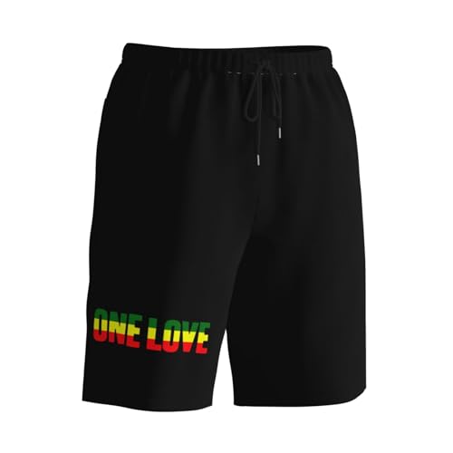 One Love with Rasta Mens Swim Trunks Quick Dry Board Shorts 7" - Hawaii Beach Swimwear3