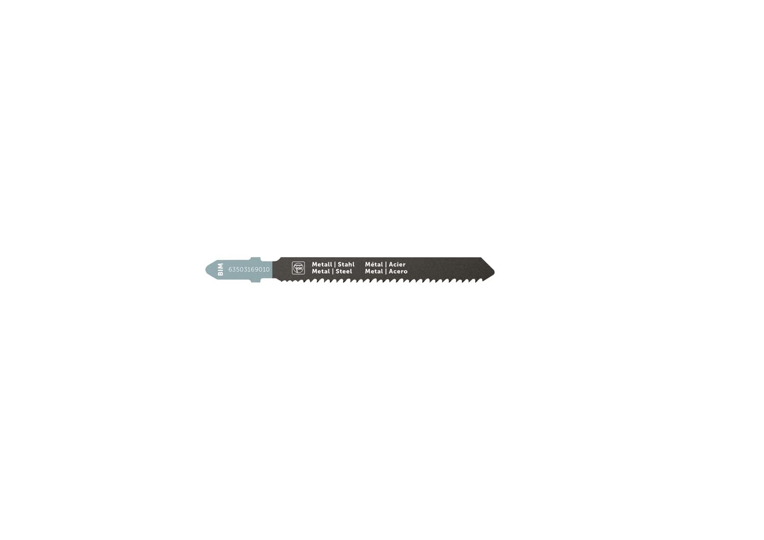 FEIN Jigsaw blade F-IRON Jig 26 AS for metal BIM 63 T1.9 MS SC. For sheet metal and metal, stainless steel, INOX, sheet steel. PU=5 pcs.
