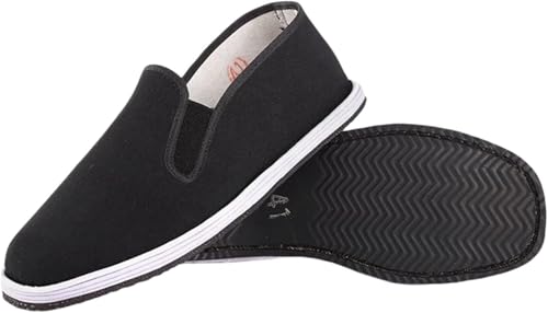 Unisex Traditional Chinese Martial Arts Slip-On Shoes, Old Beijing Canvas Footwear with Non-Slip Rubber Sole, Lightweight and Breathable (4 35)