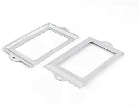 Unoopler Office File Drawer Tag Label Holder 105mm x 60mm 2 Pcs Silver Tone