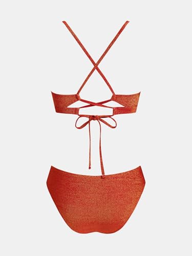 CUPSHE Damski zestaw bikini z kontrastowymi lamówkami, trójkąt, brazylijskie bikini, dwuczęściowy strój kąpielowy, M