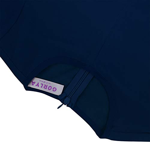 Gorlya Girl's Bell Sleeve Front Bow Tie Casual Elegant Fit And Flare Chiffon Pleated Dress For 4-14T Kids (Gor1032, 13-14Y, Navy) #TOP6