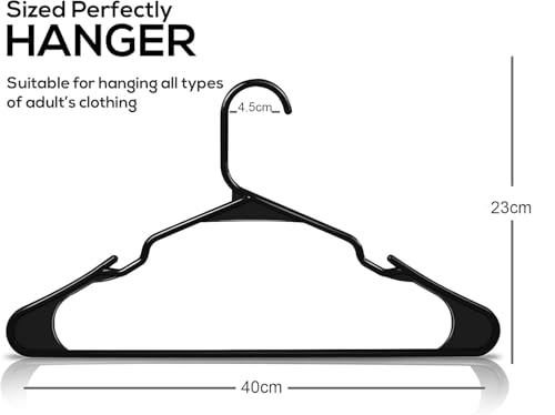 Image of PROTOWARE 12 Pieces Clothe Hangers for Wardrobe - Space Saving Cupboard Storage Organizer - Plastic Hanger Set for Saree, Shirt, Dress (Black)