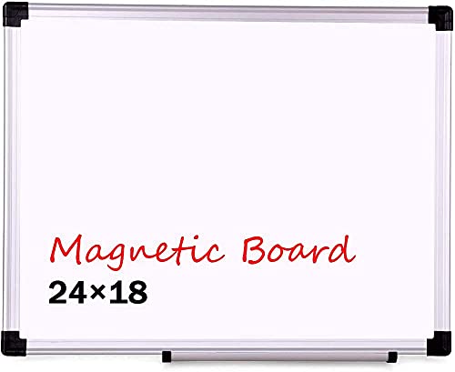 XBoard Magnetic Whiteboard 24 x 18 Inch, Dry Erase Board with Silver Aluminium Frame, Wall Mounted Magnetic White Board for Home School Office