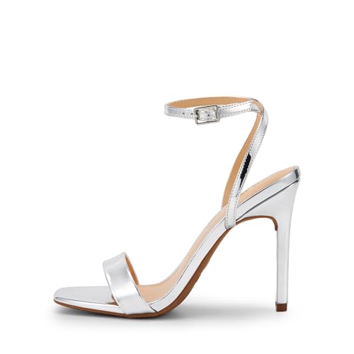 DREAM PAIRS Damen-Sandalen mit Absatz,Size 38.5,Silber-Pat,SDHS2214W