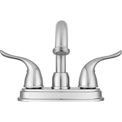 Pacific Bay Treviso Utility Laundry Sink Faucet - Threaded Brass Spout Hose End, Swivel Spout, 2-Handle Levers, Centerset (Brushed Satin Nickel Plated) #TOP3