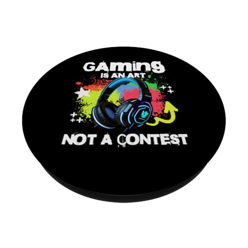 Gaming is an Art Funny Gamer Tee Gaming Humour Sarcasm PopSockets PopGrip Interchangeable – vue 2