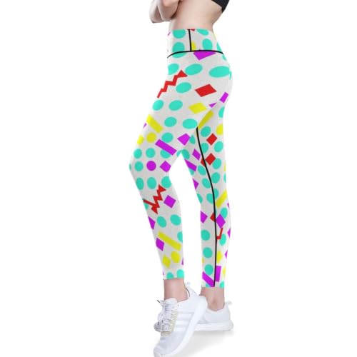 Leggings de yoga para el gimnasio o paseos urbanos mallas blancas retro de los años 90 suaves 2